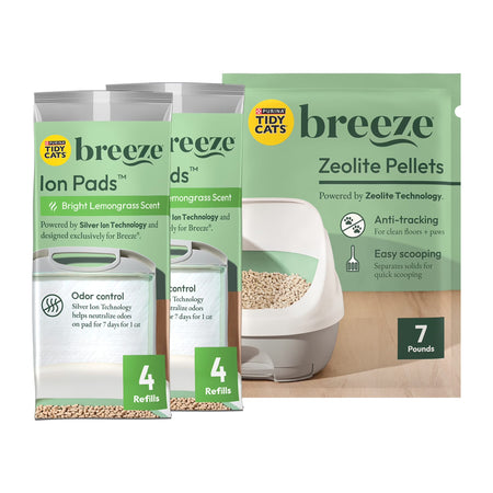 Purina Breeze Cat Litter System Refill Pack with Ion Cat Litter Pads and Zeolite Pellet Cat Litter
