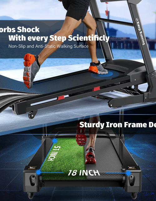 Load image into Gallery viewer, 400Lb Capacity 3.5 HP Treadmill with 15% Auto Incline for Home - Heavy Duty Foldable Treadmill with App/Bluetooth - 18 Inch Wide Belt Folding Treadmill
