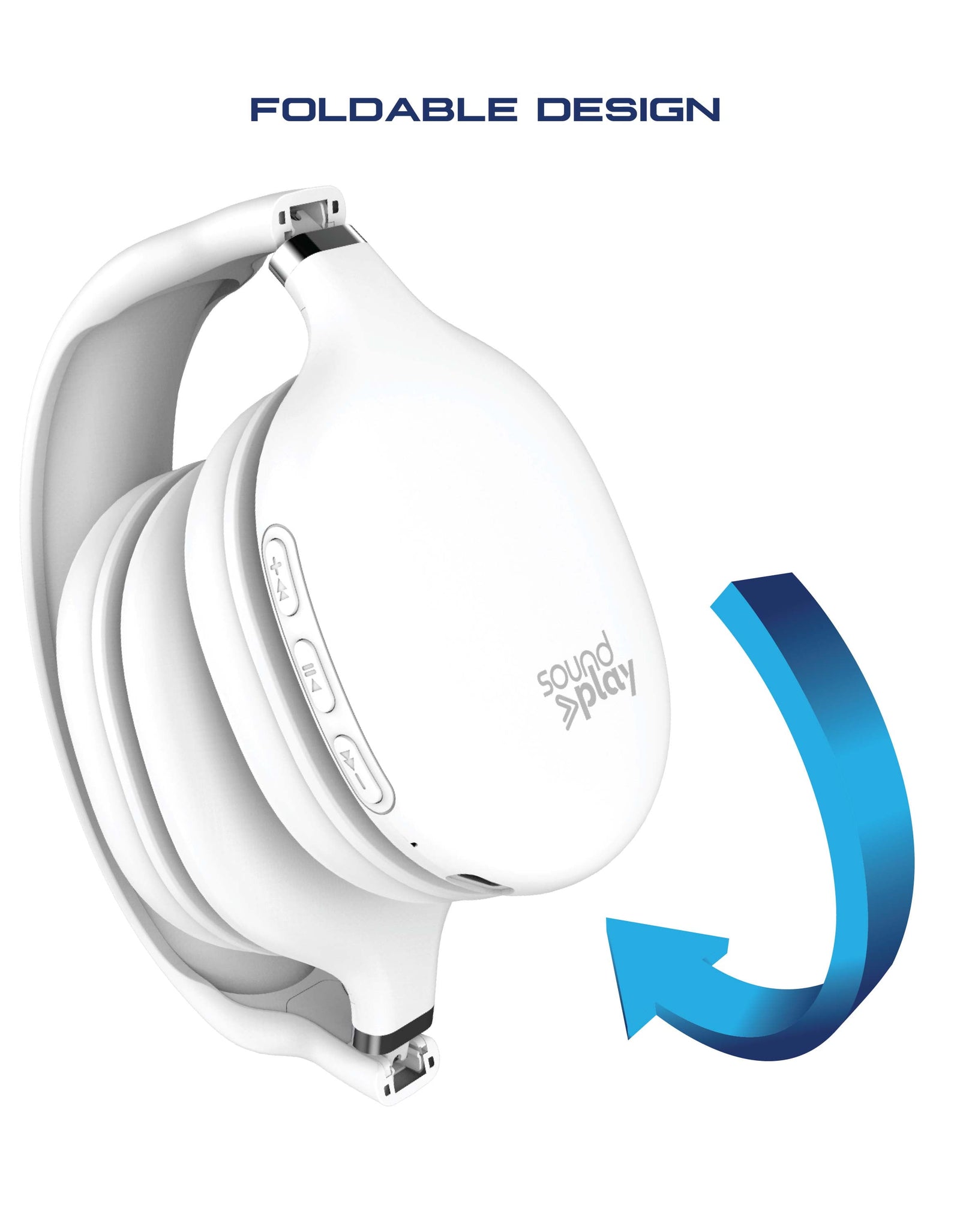 Foldable Wireless Headphones, Bluetooth Over-Ear Headset with Built-In Mic