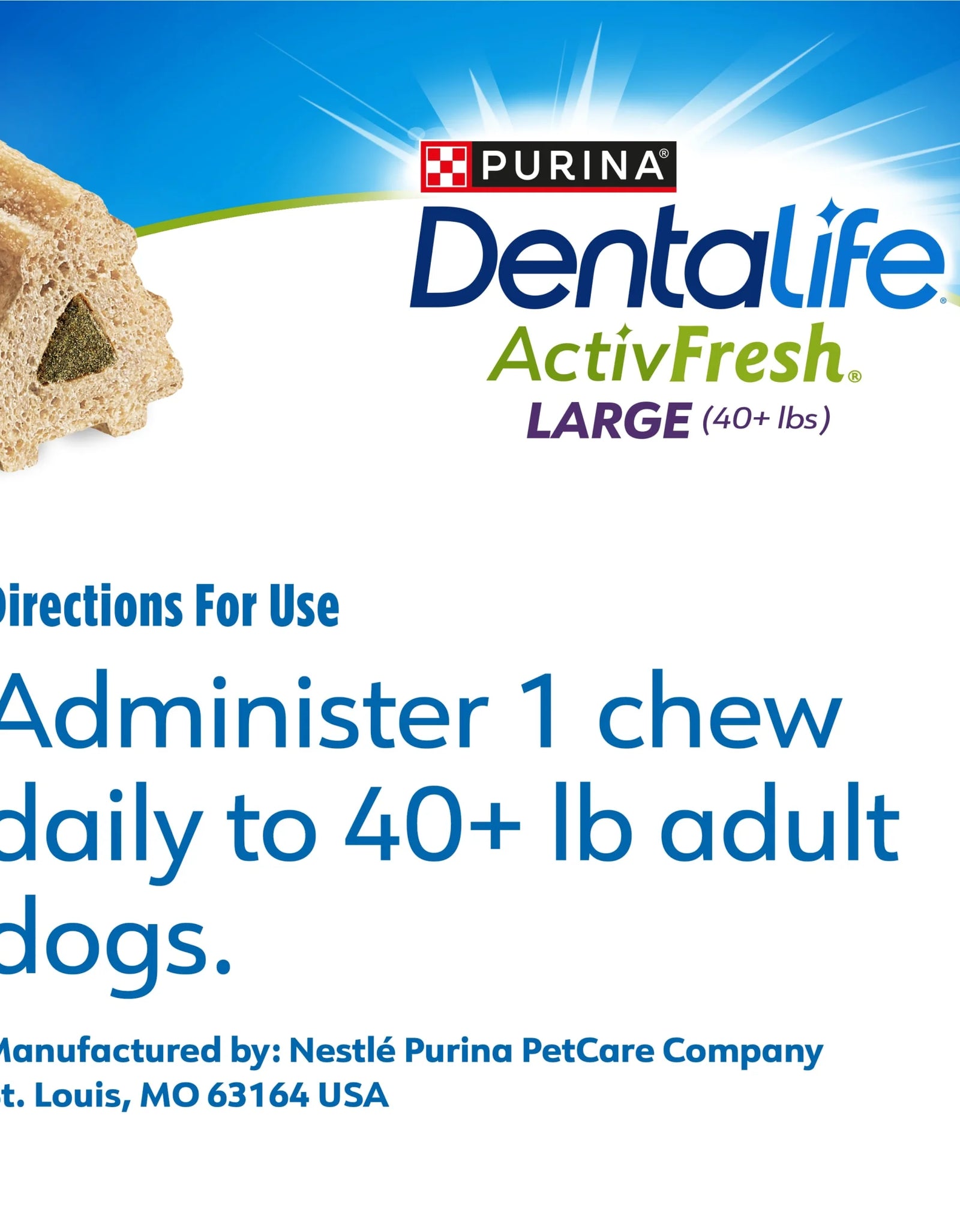 Purina  Activfresh Chicken Flavor Large Breed Adult Dog Dental Chews – 24.1 Oz Pouch (21 Ct)