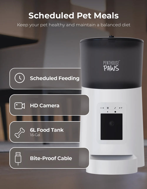 Load image into Gallery viewer, Smart HD Feeder, Automatic Pet Food Dispenser, 6L, 1080P Camera, 2-Way Audio, Backup Power, 15 Meals/Day, White, for Cat &amp; Dog
