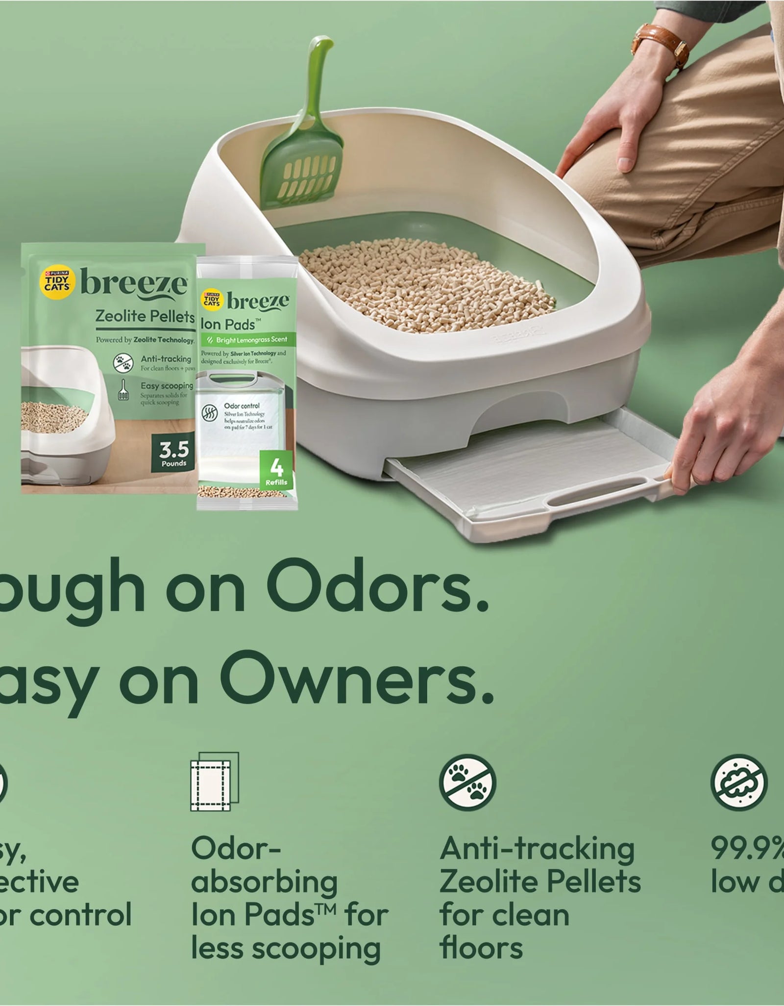Purina  Breeze Cat Litter System Refill Pack with Ion Cat Litter Pads and Zeolite Pellet Cat Litter