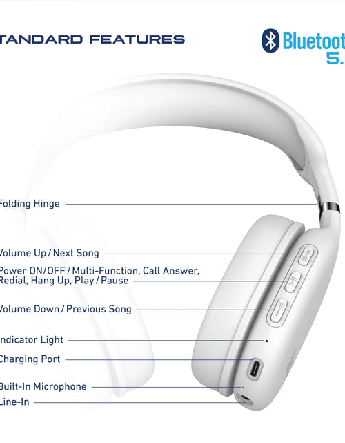 Load image into Gallery viewer, Foldable Wireless Headphones, Bluetooth Over-Ear Headset with Built-In Mic
